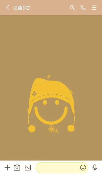 [LINE着せ替え] スマイル＆ニット帽 オイルイエローの画像2