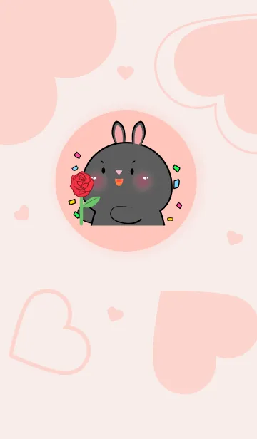 [LINE着せ替え] Simple Black Rabbit Love You (JP)の画像1