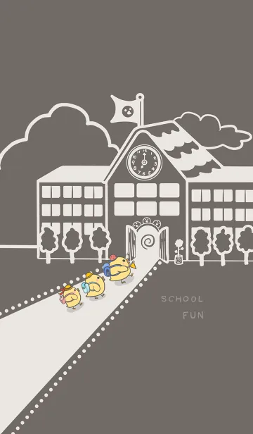 [LINE着せ替え] Yellow Duck School fun-Grey Brown (Be1)の画像1