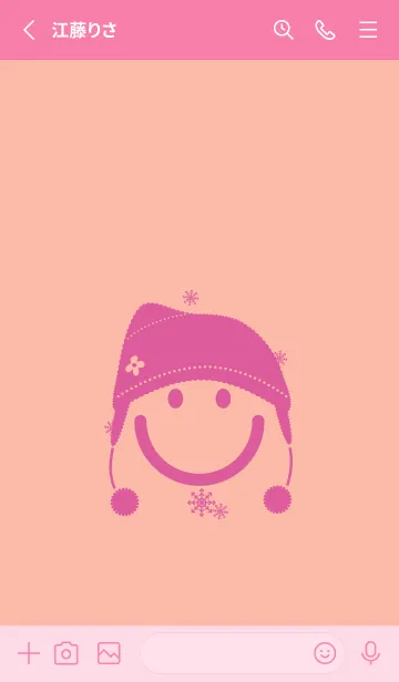 [LINE着せ替え] スマイル＆ニット帽 シーシェルピンクの画像2