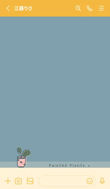 [LINE着せ替え] Painted plants JA-gray blue (Ye3)の画像2