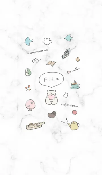 [LINE着せ替え] 「Fika」大理石♥ホワイト01_1の画像1