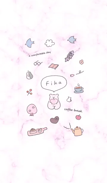 [LINE着せ替え] 「Fika」大理石♥ピンクパープル12_1の画像1