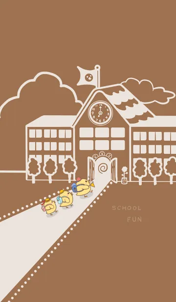 [LINE着せ替え] Yellow Duck School fun-Red Brown (Be1)の画像1