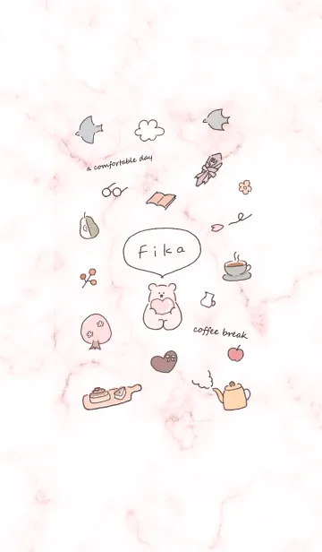 [LINE着せ替え] 「Fika」大理石♥ベビーピンク10_1の画像1