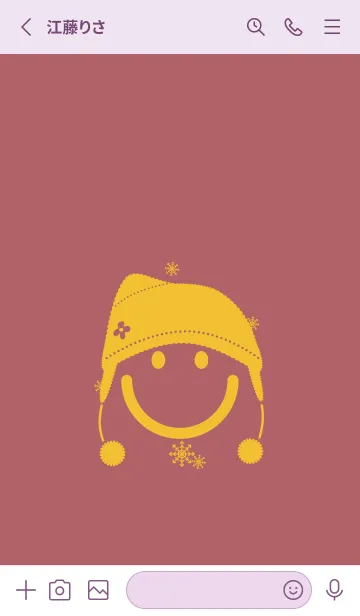 [LINE着せ替え] スマイル＆ニット帽 バーントオレンジの画像2