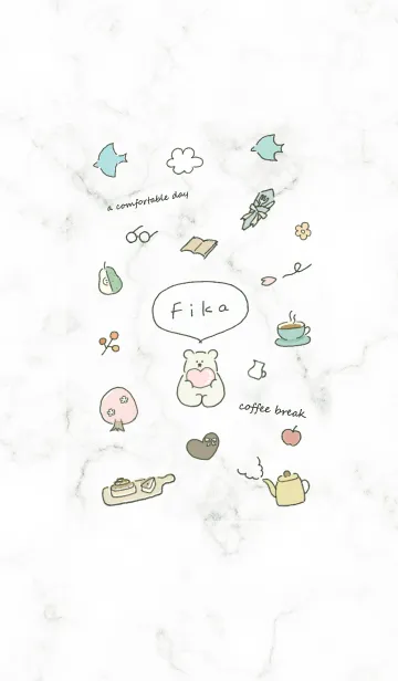 [LINE着せ替え] 「Fika」大理石♥グリーン07_1の画像1