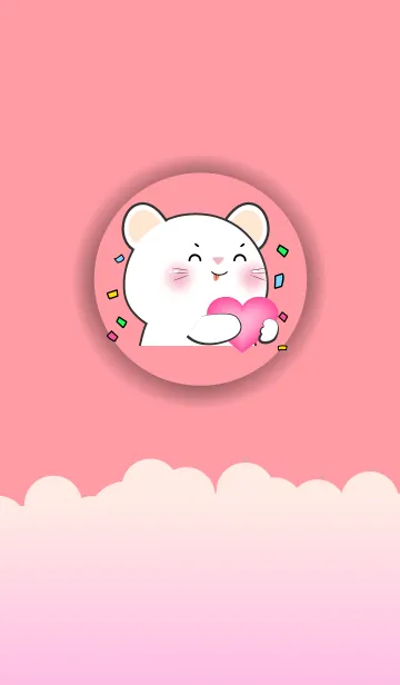 Simple White Mouse Love Pink Color (JP)の着せ替えメイン画像