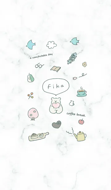 [LINE着せ替え] 「Fika」大理石♥ブルーグリーン06_1の画像1