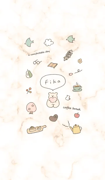 [LINE着せ替え] 「Fika」大理石♥オレンジ14_1の画像1