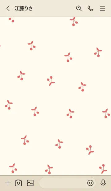 [LINE着せ替え] cherry pattern (beige red)の画像2