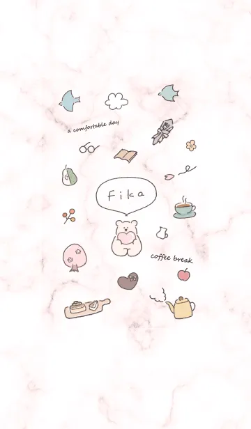 [LINE着せ替え] 「Fika」大理石♥レッド15_1の画像1