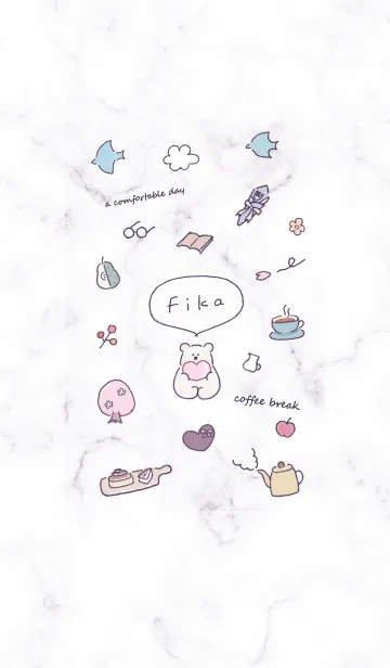 [LINE着せ替え] 「Fika」大理石♥バイオレット04_1の画像1