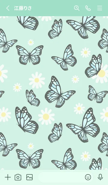 [LINE着せ替え] Pastel green butterfly themeの画像2