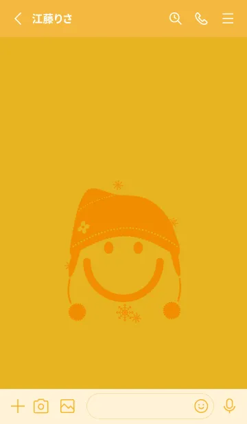 [LINE着せ替え] スマイル＆ニット帽 ゴールドの画像2