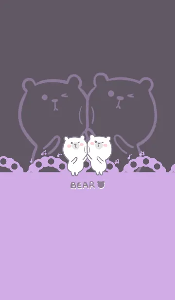 [LINE着せ替え] Dancing Bear-Dark Gray Purple (Pu2)の画像1