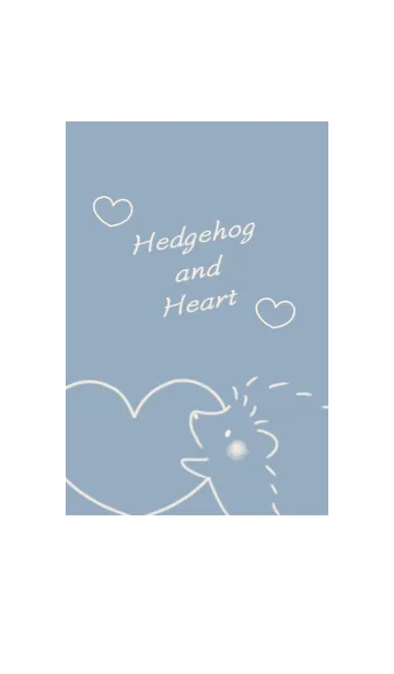 [LINE着せ替え] ハリネズミとハート くすみブルーの画像1