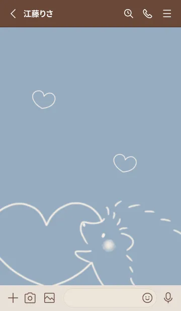 [LINE着せ替え] ハリネズミとハート くすみブルーの画像2