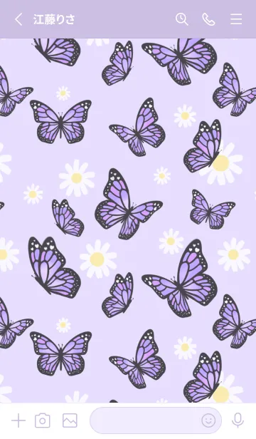 [LINE着せ替え] Cute pastel purple butterfly themeの画像2