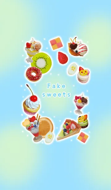 [LINE着せ替え] Fake sweets★blue&light green（修正版）の画像1