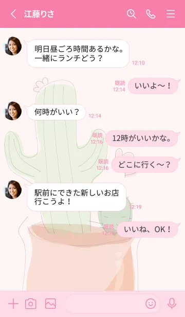 [LINE着せ替え] Succulent J-light gray red (Pi1)の画像3