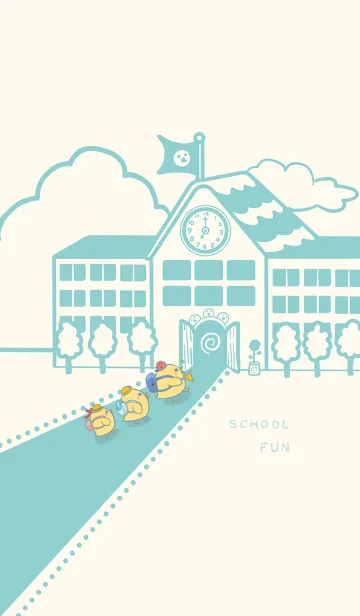 [LINE着せ替え] Yellow Duck School fun-Indigo (Beige04)の画像1