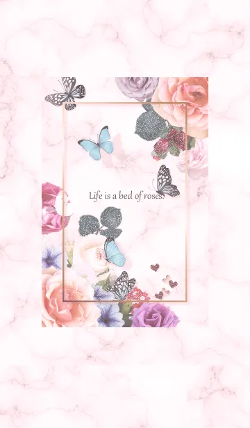 [LINE着せ替え] 薔薇と蝶♥ピンク11_1の画像1