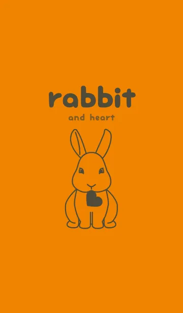 [LINE着せ替え] ウサギとハート (蜜柑色)の画像1