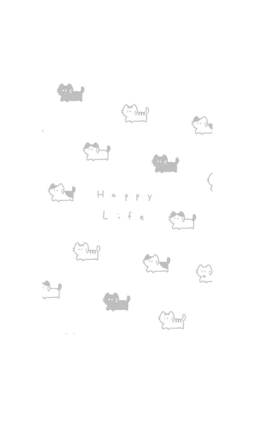 [LINE着せ替え] ゆるい猫。白とグレーの画像1