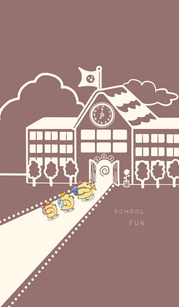 [LINE着せ替え] Yellow Duck School fun-dark red (Be4)の画像1
