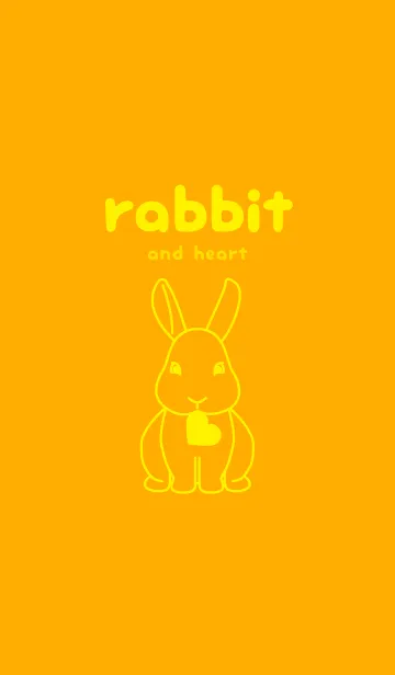 [LINE着せ替え] ウサギとハート (ディープサンフラワー)の画像1