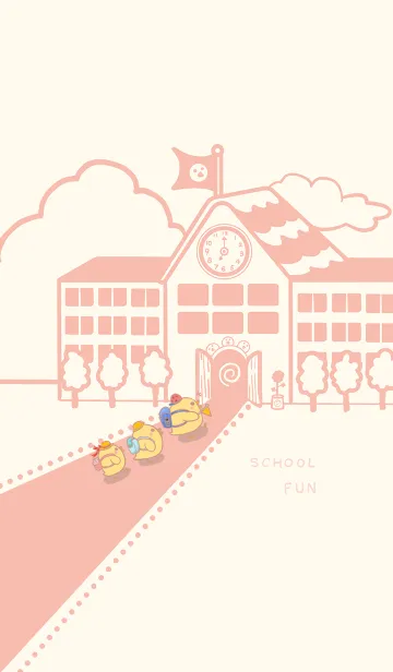 [LINE着せ替え] Yellow Duck School fun-redOrange(Beige4)の画像1