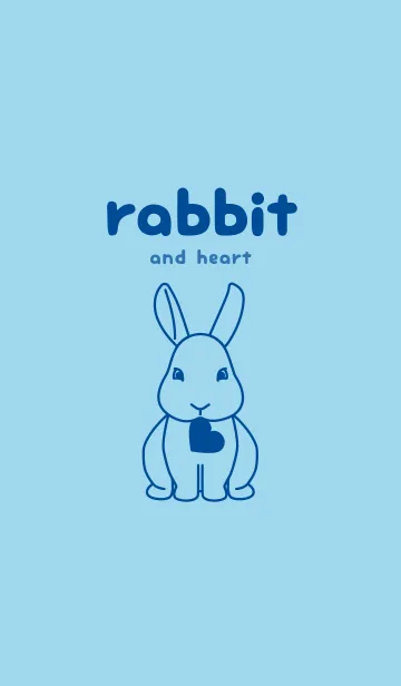 [LINE着せ替え] ウサギとハート (スカイブルー)の画像1