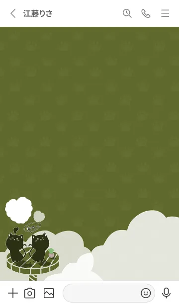 [LINE着せ替え] cat on platform J-olive green (bw3)の画像2