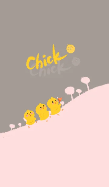 [LINE着せ替え] Chick-gray orange (Pink3)の画像1