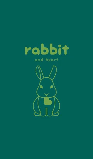 ウサギとハート (ホリーグリーン)のLINE着せ替え