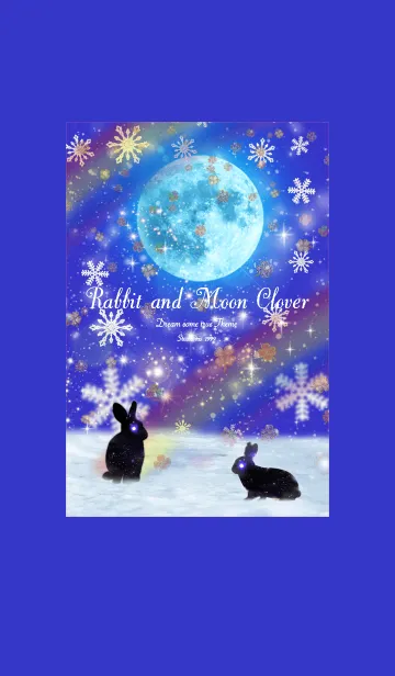 [LINE着せ替え] うさぎ 雪降る満月Rabbit and Moon Clover2の画像1