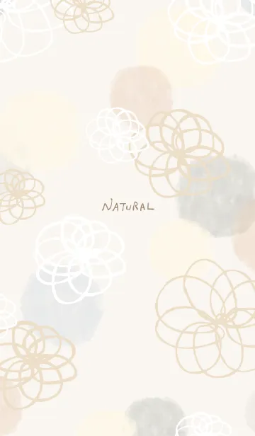 [LINE着せ替え] 花と水彩丸 グレーの画像1