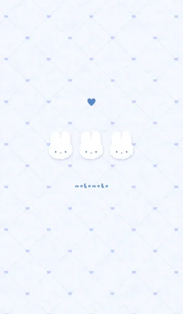 [LINE着せ替え] ふわもこ うさぎ Tile1 - ブルーの画像1