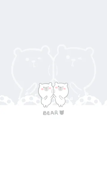 [LINE着せ替え] Dancing bear - light gray (bw1)の画像1