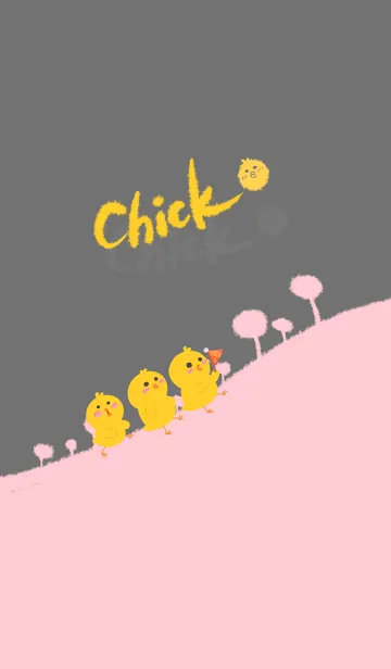 [LINE着せ替え] Chick-Grey (Pink3)の画像1