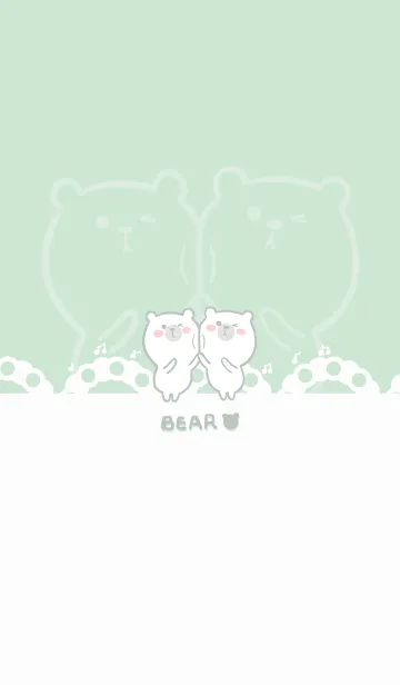 [LINE着せ替え] Dancing bear - light gray green (bw1)の画像1