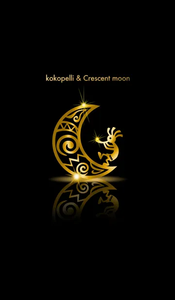 [LINE着せ替え] 幸運の精霊 ココペリ＆三日月（ブラック）の画像1