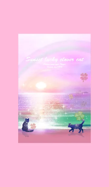 [LINE着せ替え] 運気上昇 Sunset lucky clover catの画像1