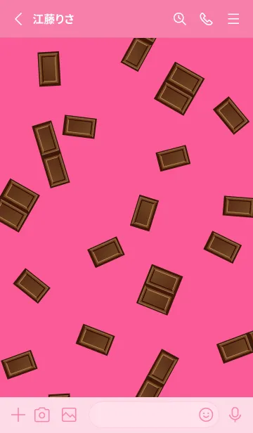 [LINE着せ替え] ピンク背景のミルクチョコレートの着せかえの画像2