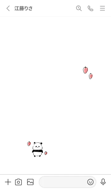 [LINE着せ替え] シンプル パンダ イチゴの画像2