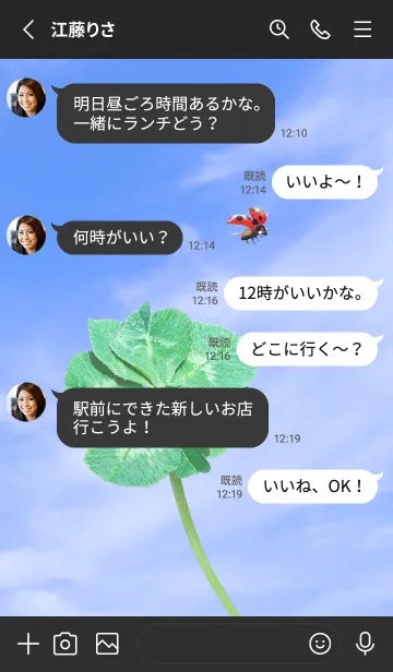 [LINE着せ替え] 七つ葉のクローバーとテントウムシ #6-1の画像3