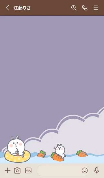 [LINE着せ替え] Rabbit Swimming Fun J-Grey Purple (Br2)の画像2