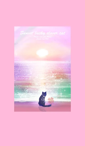 [LINE着せ替え] 運気上昇 Sunset lucky clover cat2の画像1