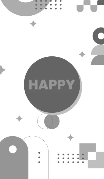 [LINE着せ替え] Happy Geometric Grayscaleの画像1